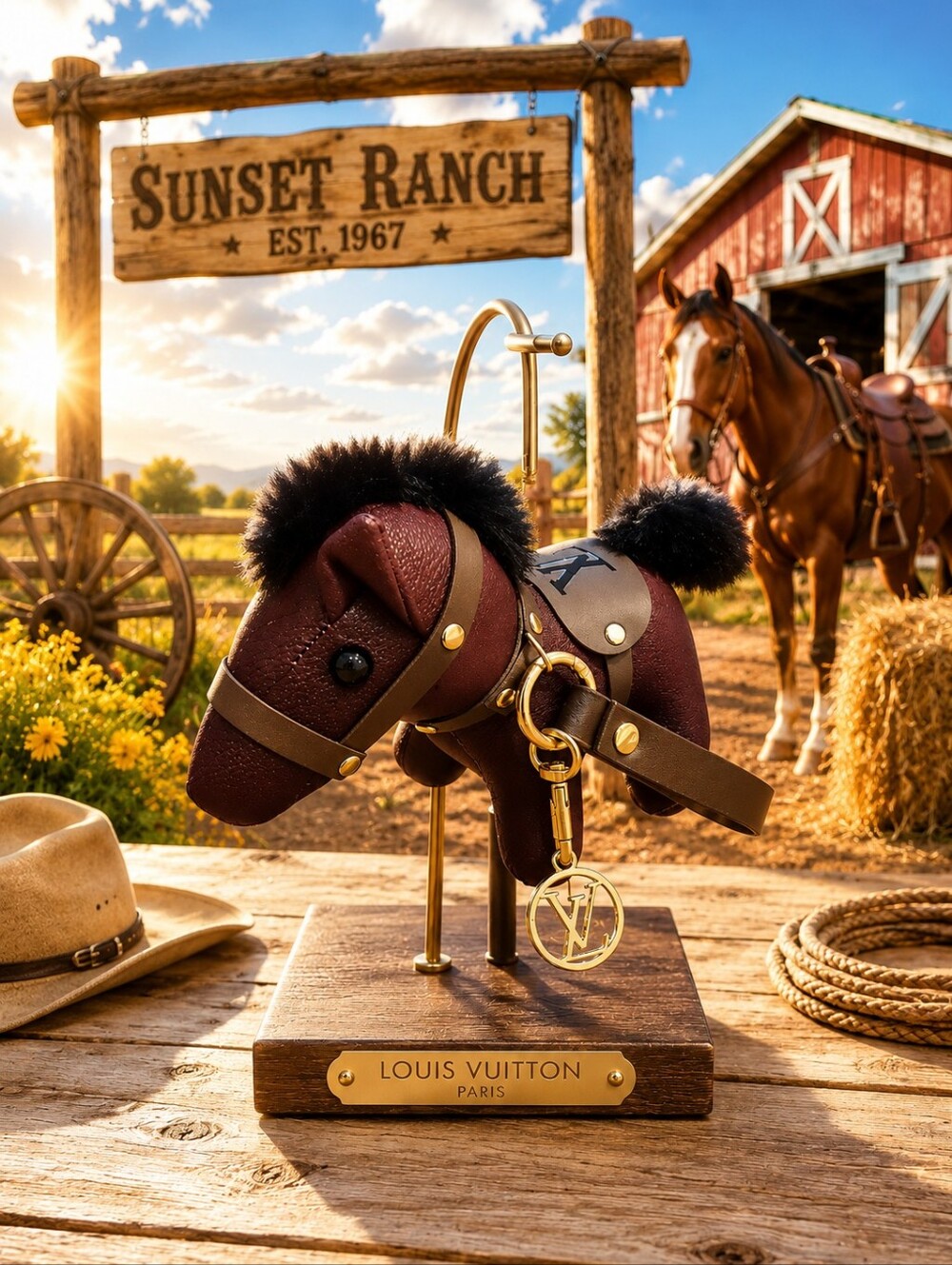Pony Bag Charm with Gold Hardware
